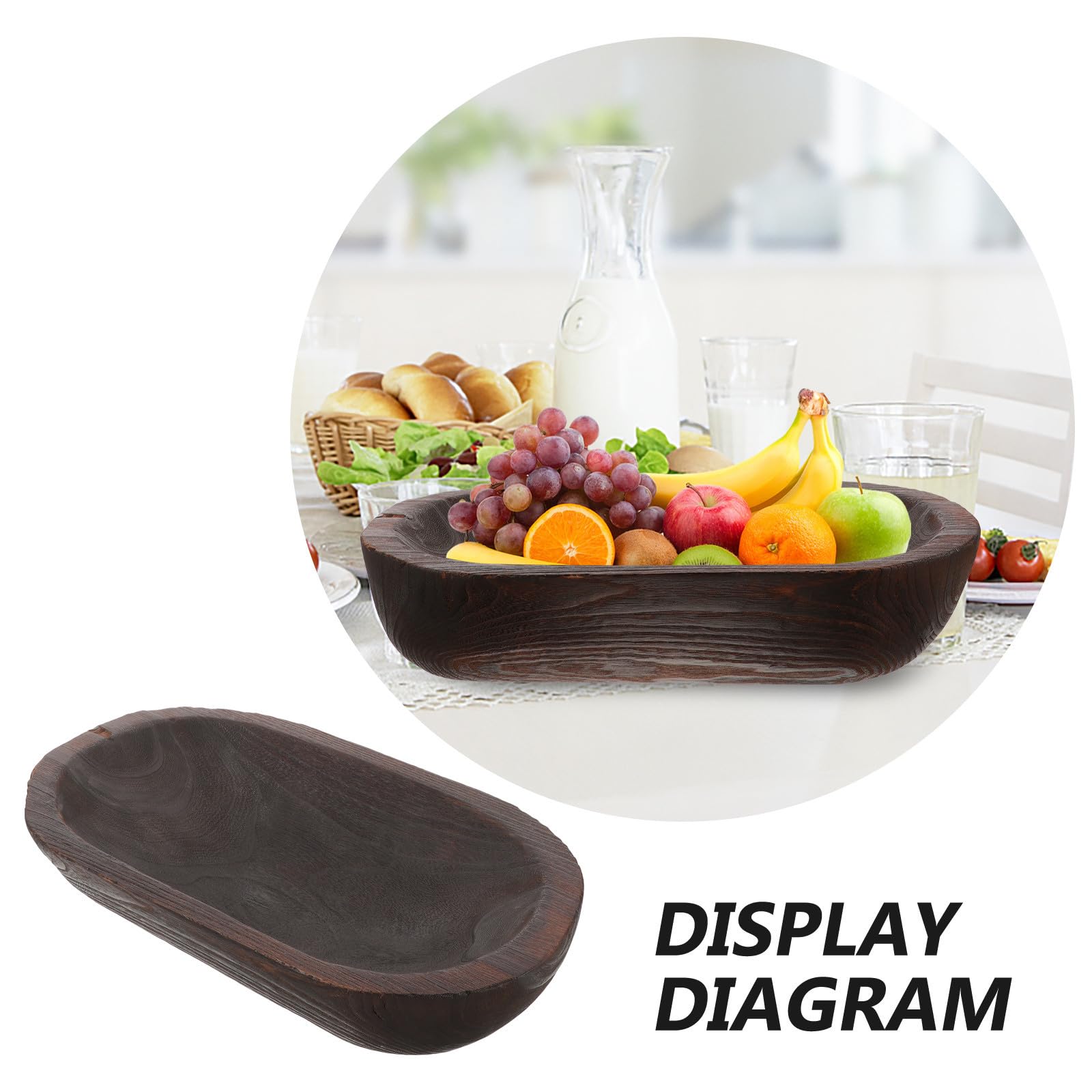 Lurrose Ciotola Decorativa in Legno Rustica per Interni Casa Design Versatile e Stile Country come Centrotavola per Decorazioni Cucina