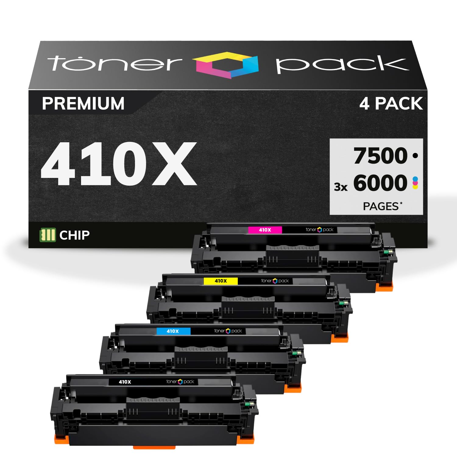 TONER PACK 410X Cartuchos de Toner Compatibles para HP 410X 411X 412X 413X Color LaserJet Pro M452dn M452nw MFP M377dw M477fdn M477fdw M477fnw (Pack 4)