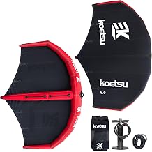 KOETSU 5.0m2 6.0m2 7.0m2Wind Wing Inflatable Wing for Paddleboarding & Kiting, Carbon Handle, Ripstop Fabric, UV Resistant, Easy Fold, Complete Set with Pump & Backpack