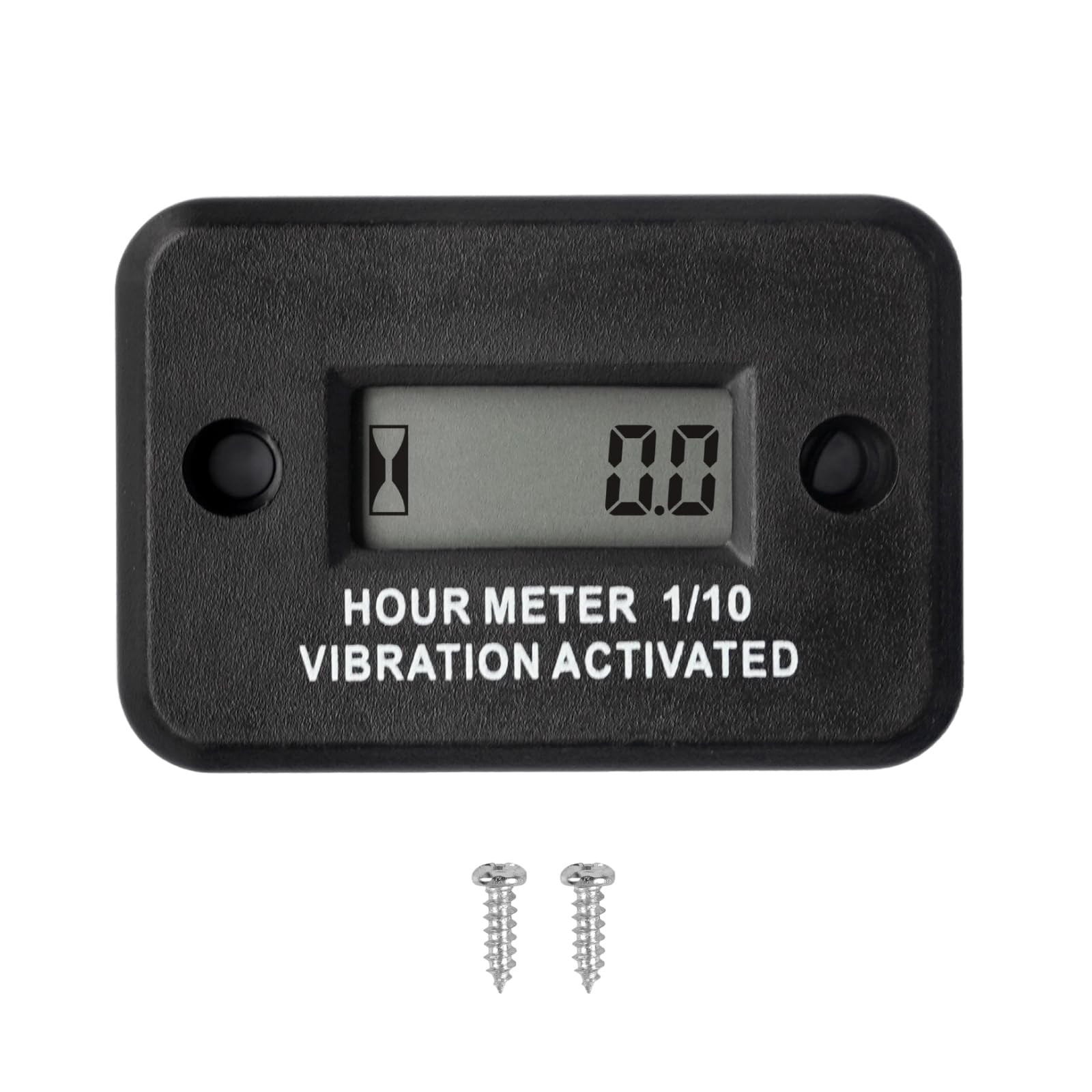 Medidor de horas digital de vibración autoalimentado a prueba de agua IP68 para compresor de aire Mini tractor Soplador de nieve (Negro)