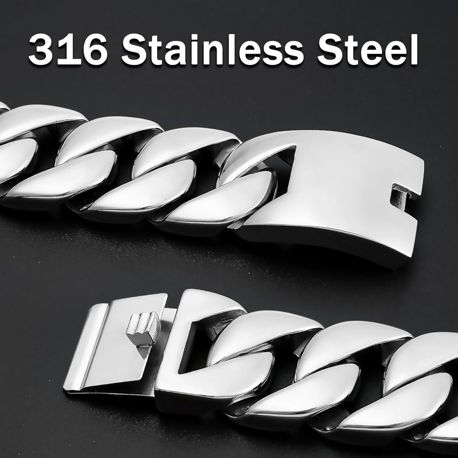 AYiFFWTEO 32mm Wide Heavy Duty Gold Chain Bracelet Necklace with Box 18K Gold Plated 316L Stainless Steel Chunky Cuban Chain Link Hip Hop Fashion Jewelry Bracelets Necklaces for Women Men