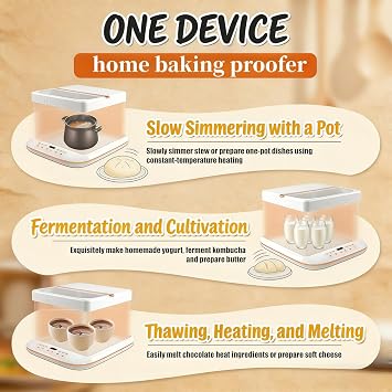 Folding Proofer & Slow Cooker, 30-250F Temp Control with 24H Timer, Collapsible Dough Fermentation Box, Space Saving Sourdough Starter Warmer Kit for Bread Pizza Dough Yogurt Home Baking