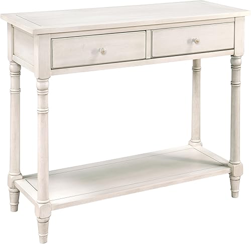 Miniatura 9 de Mesa de entrada consola de madera maciza con 2 cajones, 35.54 pulgadas de largo x 30 pulgadas de alto x 13.78 pulgadas de ancho, mesa de sofá