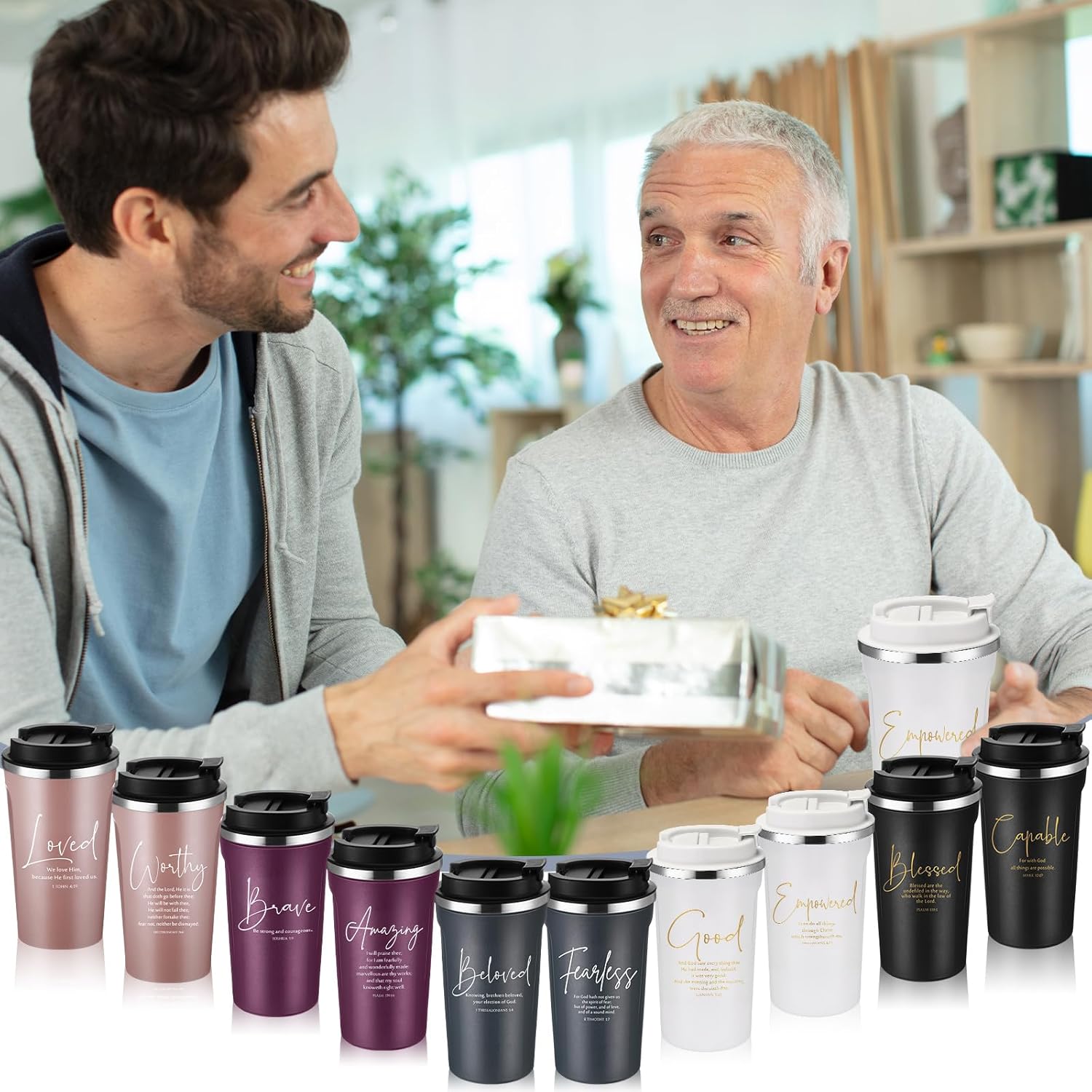 Meanplan 10 Set Christian Valentine Gift Bible Verse Tumbler Bulk 17oz Coffee Cup Religious Tumbler Inspirational Mug for Men Women Friend Church Holy Week Teacher Pastor(Multicolor, Bible Word Theme) - Image 6