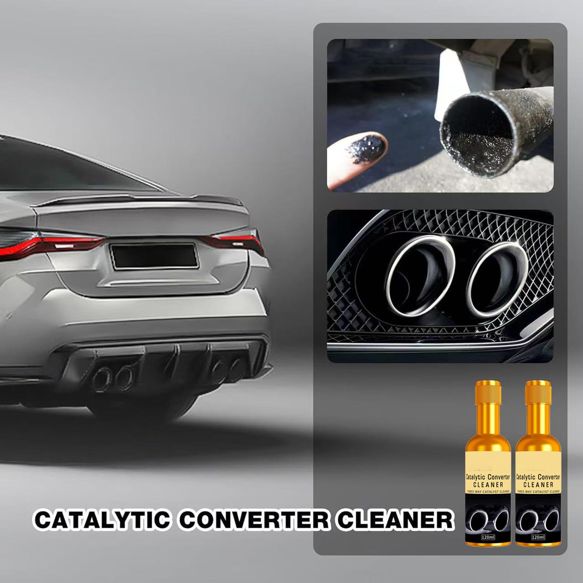 Catalytic Converter Cleaner Fuel System Additive for Gas and Diesel Vehicles Engine and Exhaust System Maintenance Easy Pour In 120ml (3 PACK) — view 6