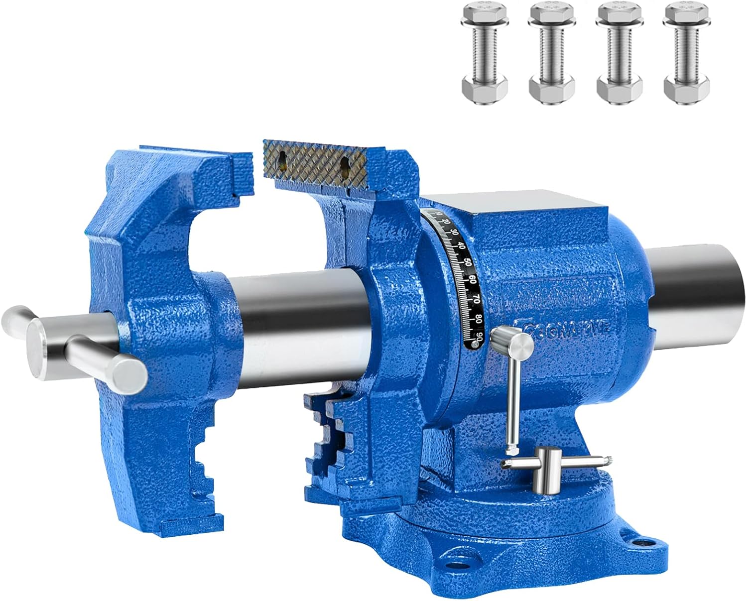 COGNATIVE 6-Inch Heavy Duty Ductile Iron Bench Vise: 360° Swivel, 9900lbs Clamp Force, Large Anvil for Woodworking & Metalwork