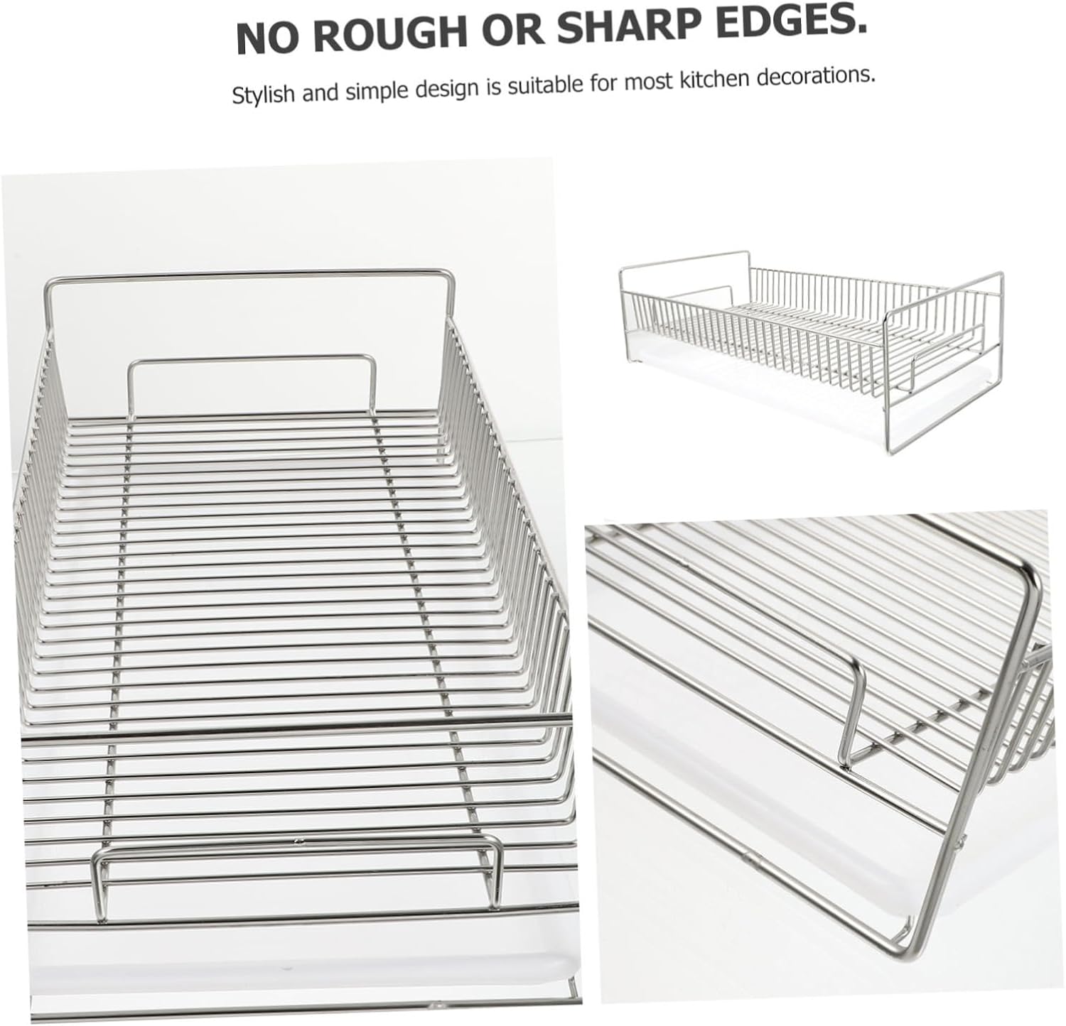 PRETYZOOM 1set Stainless Steel Kitchen Utensil Drain Rack Over Sink Dish Drying Rack Dishes Storage Container Easy Assembly