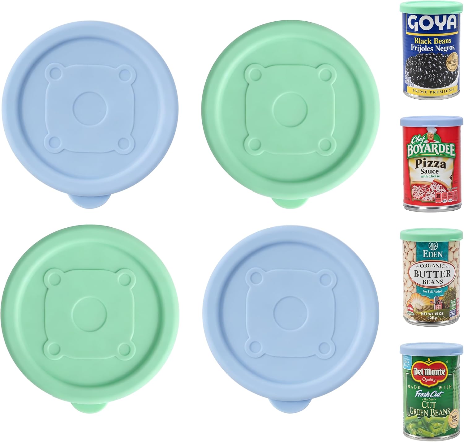 3.0-Inch Food Can Lids Covers, Fit for HORMEL Chili | Chef Boyardee | Van Camp's | Farmer's Market Can etc., Resealable & Reusable Silicone Can Cap Toppers, Dishwasher Safe, 4 Packs (ONLY Lids)
