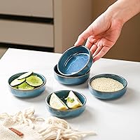 Vista 7 de Selamica Tazones de cerámica para salsa de soja de 3.3 pulgadas, platos de acompañamiento, cuencos pequeños para condimentos, sushi, ketchup