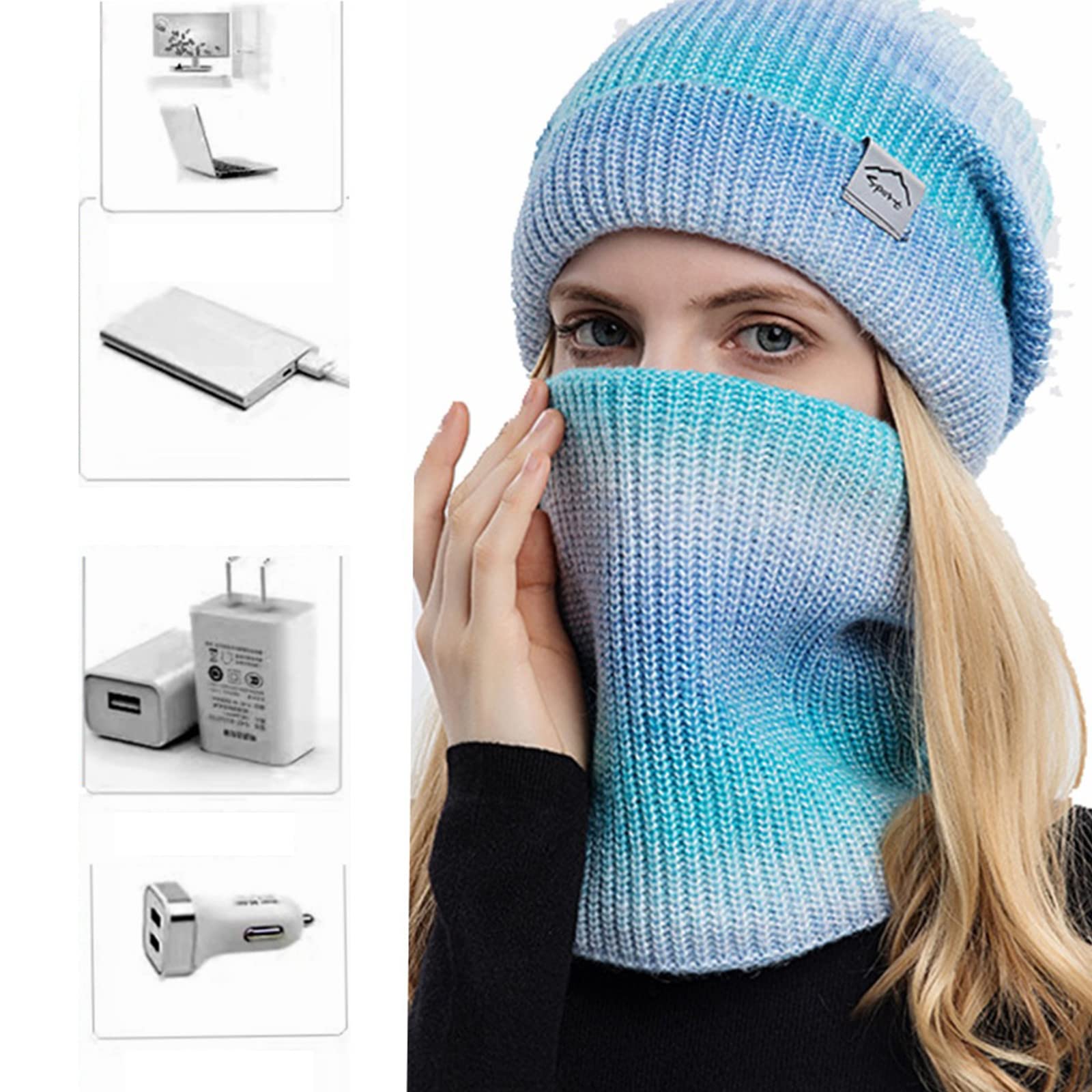 USB Riscaldato Cappello Sciarpa Set Elettrico Caldo Scaldacollo Colore Maglia Cappello Sciarpa Set Riscaldato e Cappello Calore Collo Wrap
