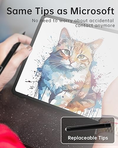 Miniatura 5 de Uogic Bolígrafo para Microsoft Surface, duración de la batería de 90 días, escritura suave, rechazo de palma, 1024 niveles de presión, punta HB