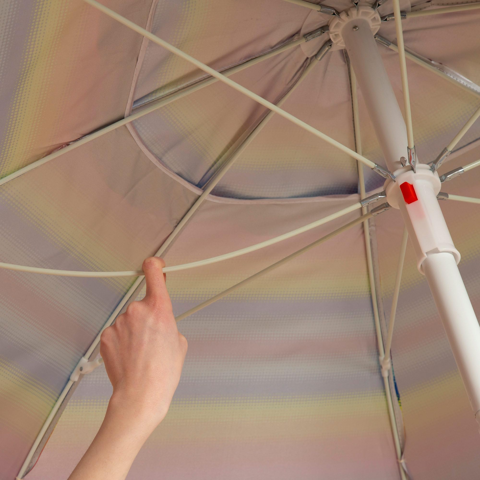AKTIVE Ombrellone da spiaggia, 220 cm, antivento, tetto ventilato, palo da 28-32 mm, protezione UV 50, borsa portaoggetti inclusa, spiaggia