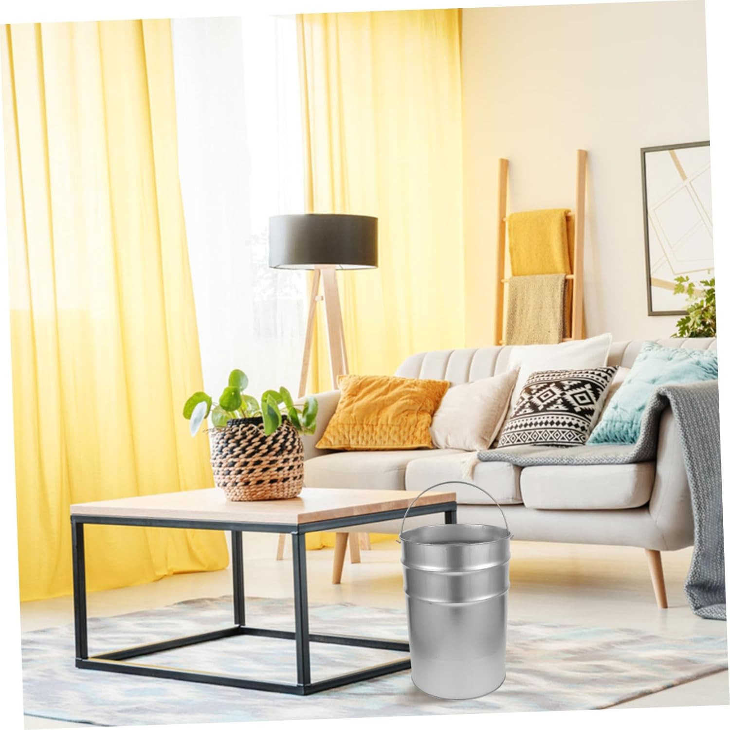 Outdoor Metal Trash Bin with Handle Multipurpose Garbage Container for Garden Camping and More Capacity