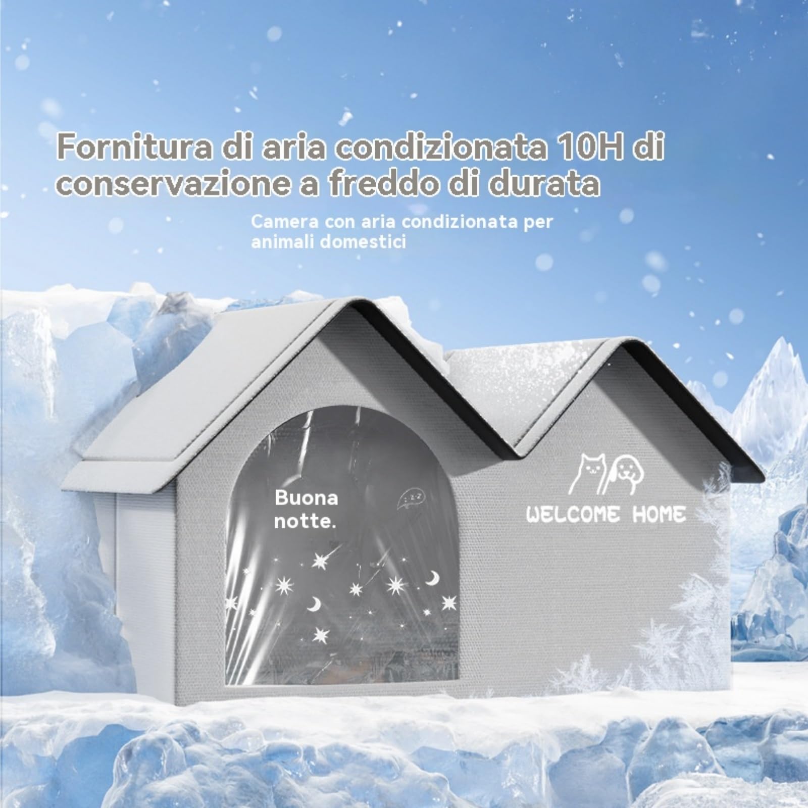 Cuccia Refrigerante per Cani | Casetta Refrigerante per Gatti, 10 Confezioni di Ghiaccio Incluse, Impermeabile e di Grandi Dimensioni, Cuccia per cani e gatti da esterno (Doppio superiore, XL)