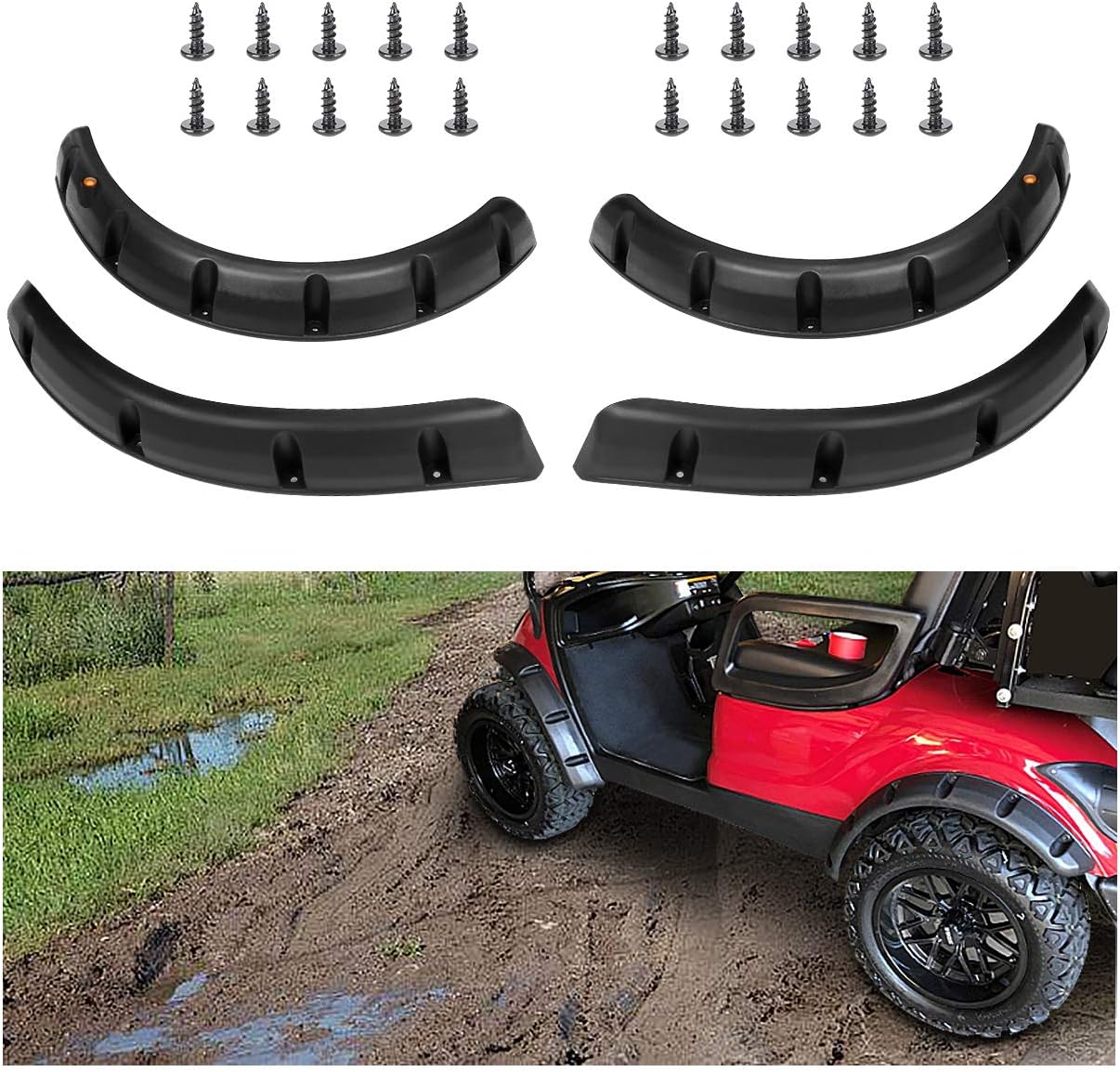 10L0L 4pcs Golf Cart Front Rear Fender Flares Fits Yamaha