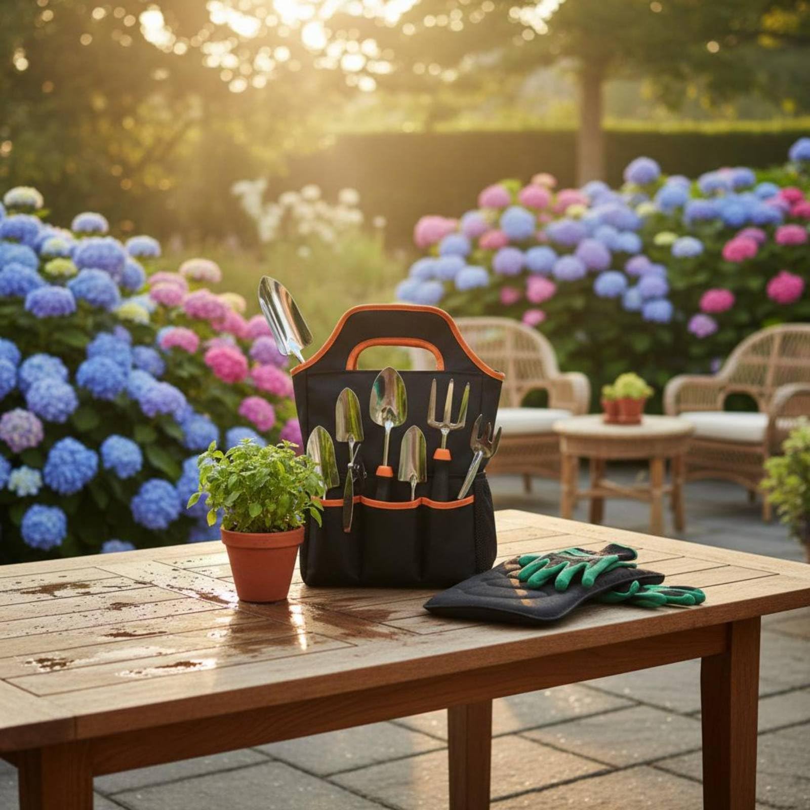 50 Pièces Outils de Jardinage Set Outils Kit Sécateur Truelle Transplantoir Désherbeur Manche Ergonomique Métal Antirouille avec Sac de Rangement