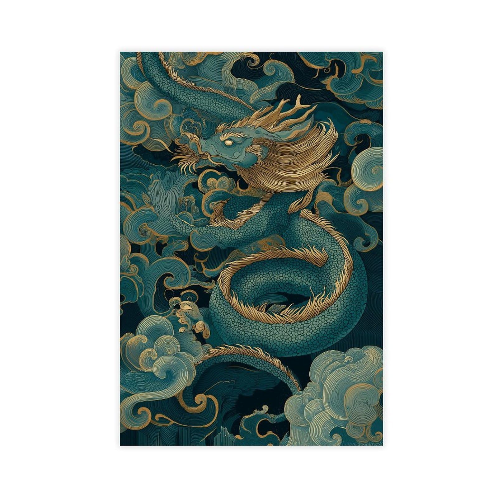 MRYCQ Chinoiserie Dragon Poster Canvas Poster for Home Decor Gift