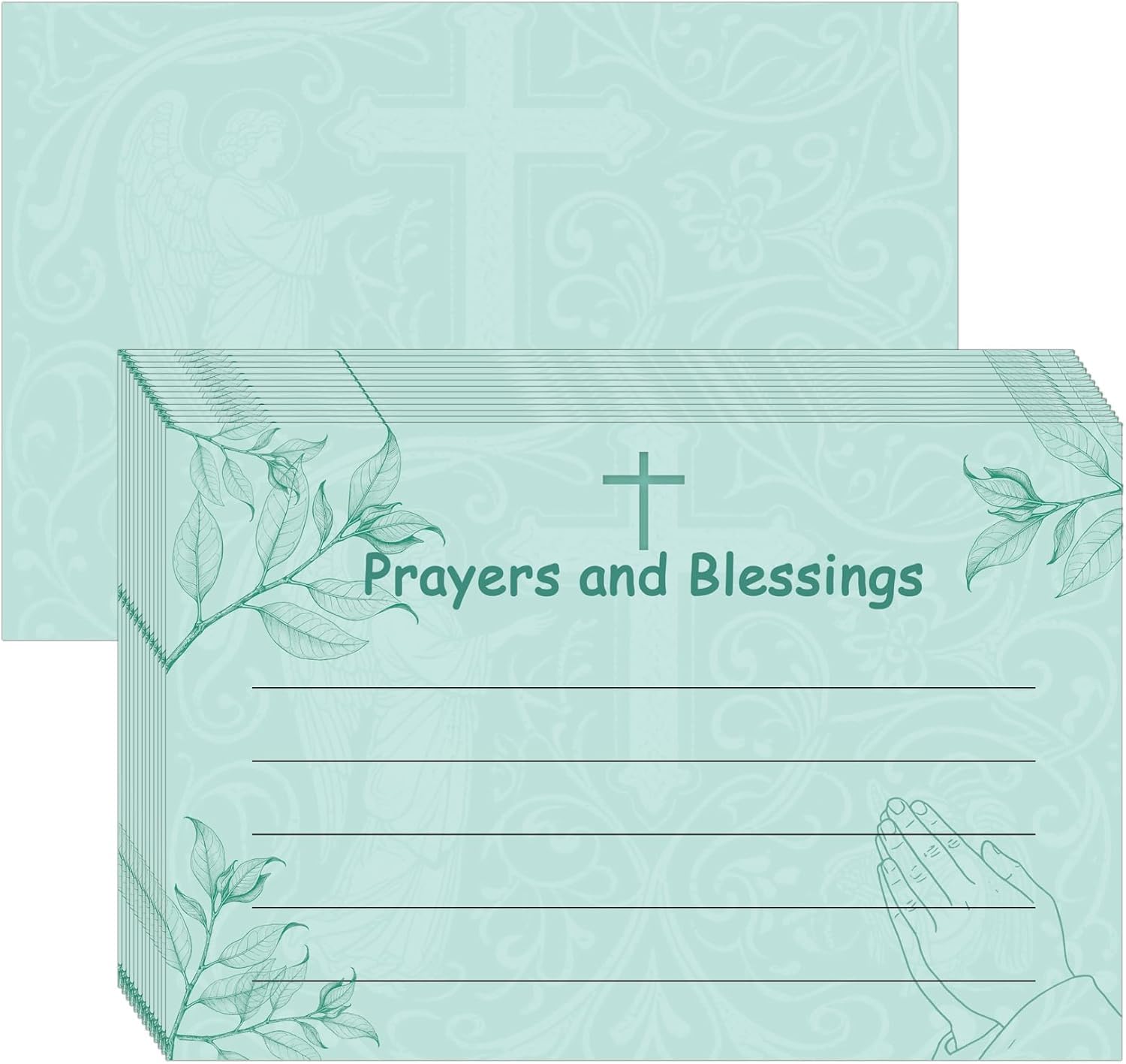 4 x6 inch Christian Prayer Cards 50 Pcs Religious Blessing Greeting Cards Prayer Theme Blank Note of Wedding Baptism Faith-Based Christian Stationery Sympathy Encouragement (50 Pcs)