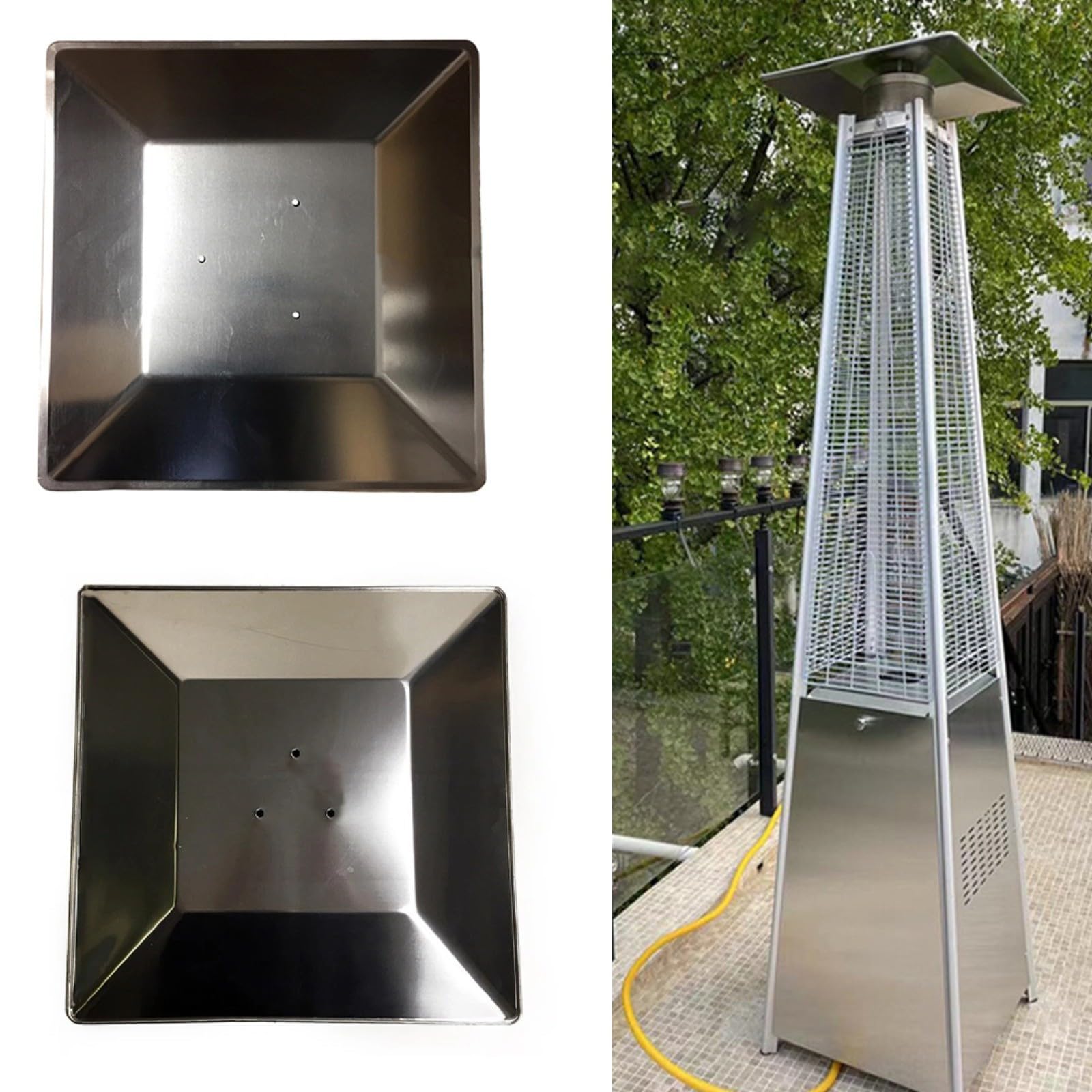 Reflector cuadrado de aluminio para calentadores piramidales de patio, 1 pieza (7 cm)