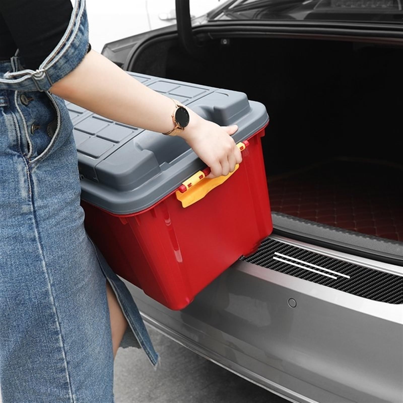 Tira Protectora de Parachoques de Fibra Carbono para Parachoques Trasero Coche, Placa Maletero, calcomanía para Volvo XC60 2022 2021 2017 2016 2015