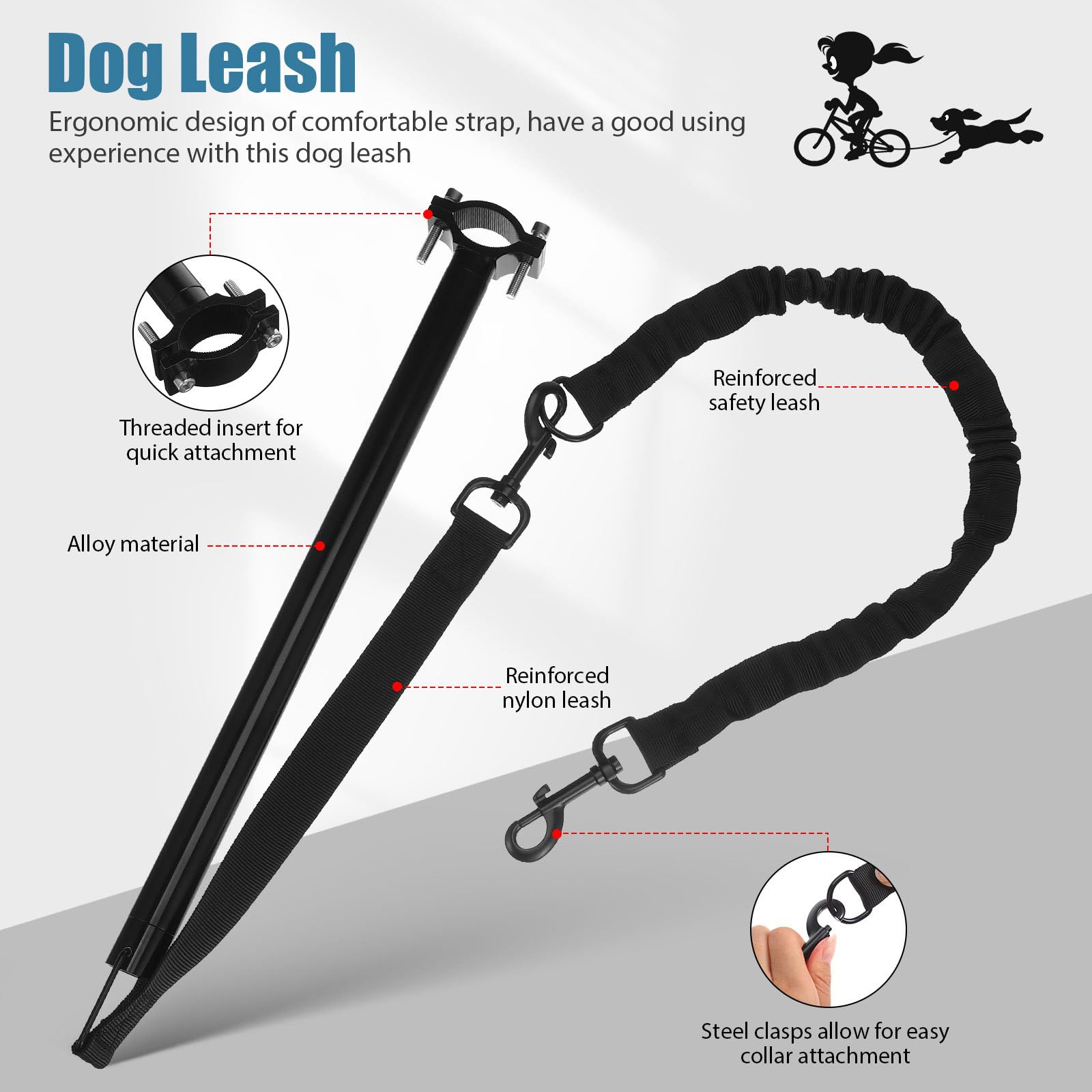 Correa para Perros para Bicicletas Resistente al Desgaste Arnés Ajustable para Mascotas Accesorio Seguro para Paseos en Bicicleta Adecuado para Exteriores y Actividades al Aire