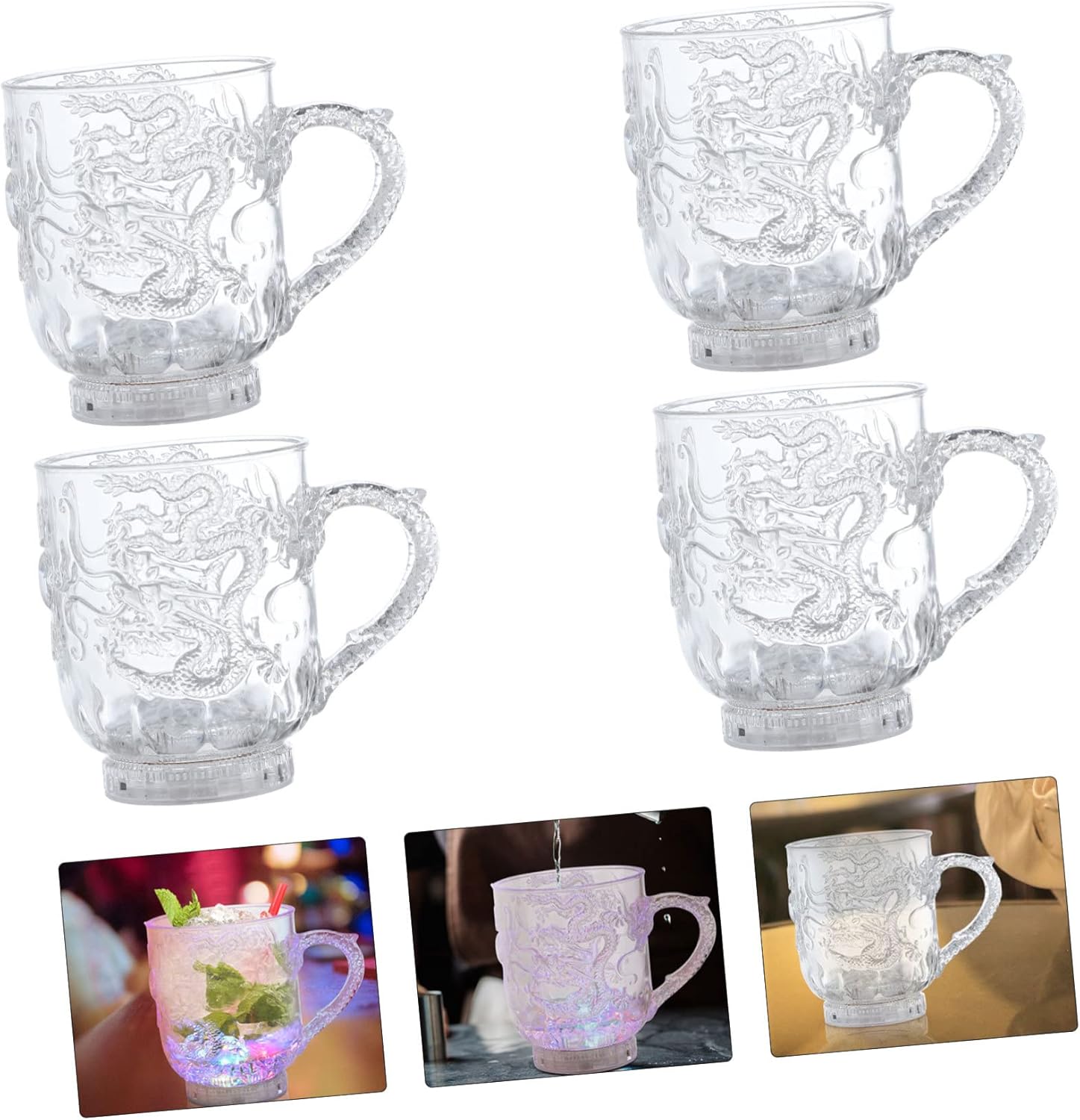 Cabilock 4pcs Led Flashing Party Cups for Adults Glow Drinking Cups Induction Mugs