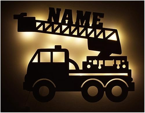 Miniatura 3 de Regalos personalizados del departamento de camiones de bomberos, luz nocturna LED de decoración única personalizada con nombre para bomberos o