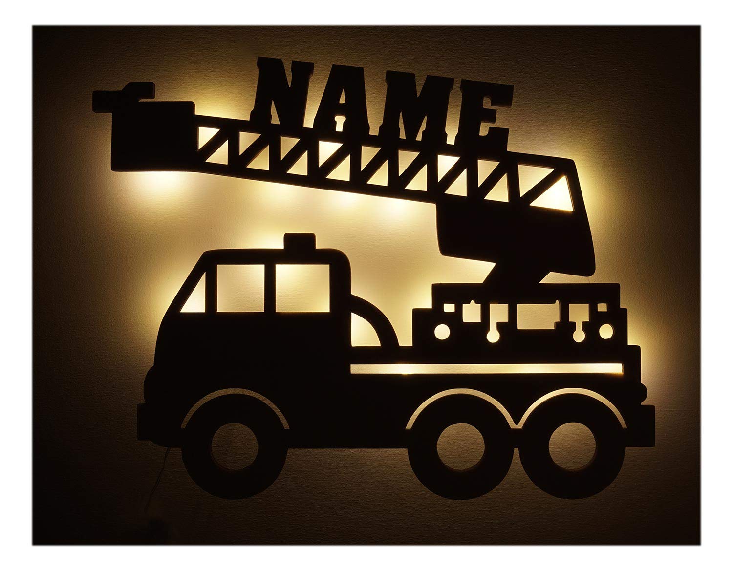 Personalized Fire Truck Department Gifts - Unique Decor LED Night Light Personalized with Name for Fireman or Firewomen