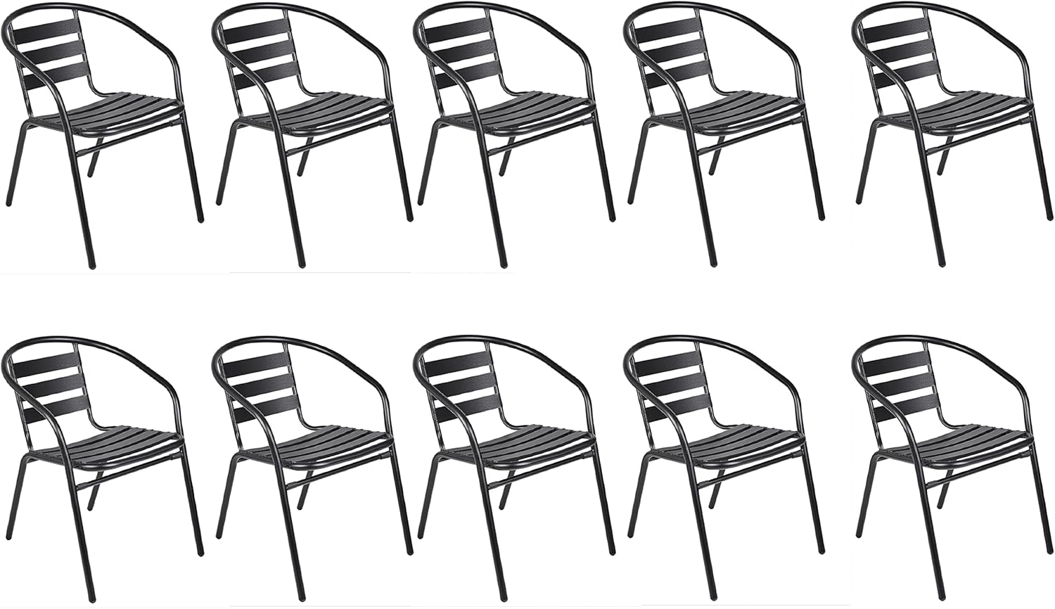 BTEXPERT Set of 10 Black Indoor Outdoor Restaurant Metal