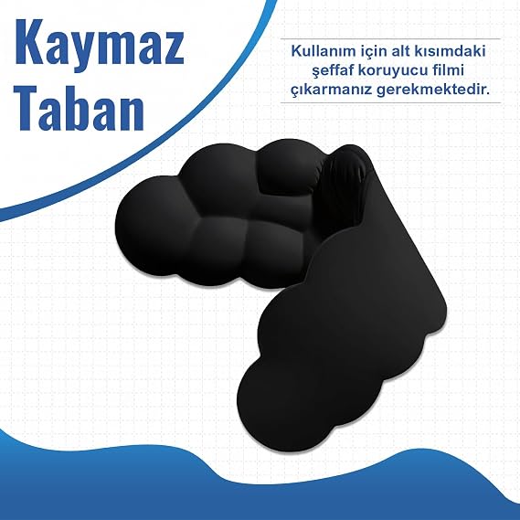 Klasse Cloud Klavye ve Mouse Bilek Destek Seti, Bulut ErgoPad, Kaymaz Tabanlı, Nefes Alan Kumaş, Ağrı Önleyici (Klavye Desteği, Siyah)