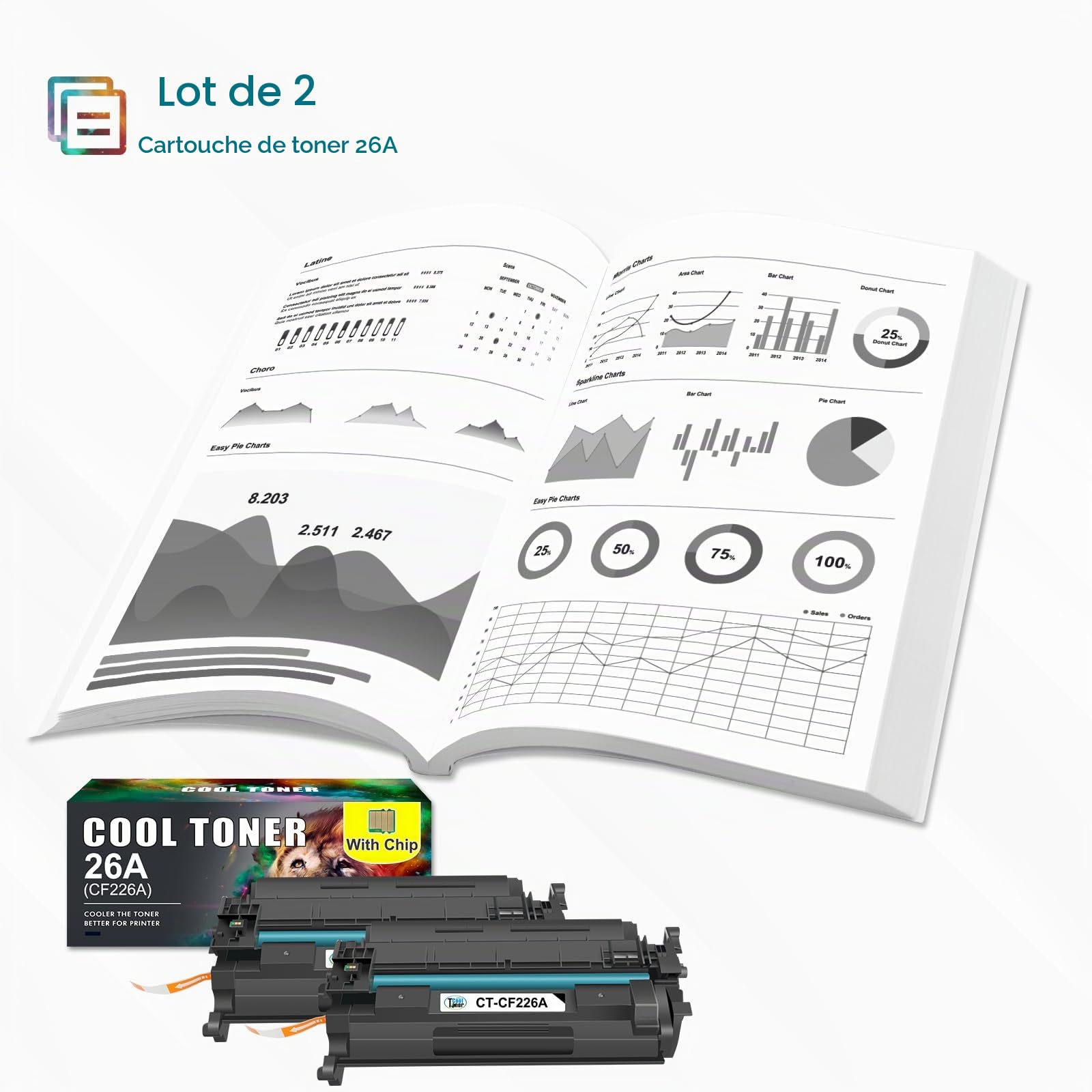 CF226A 26A Cartouche de Toner Compatible pour HP 26X CF226X