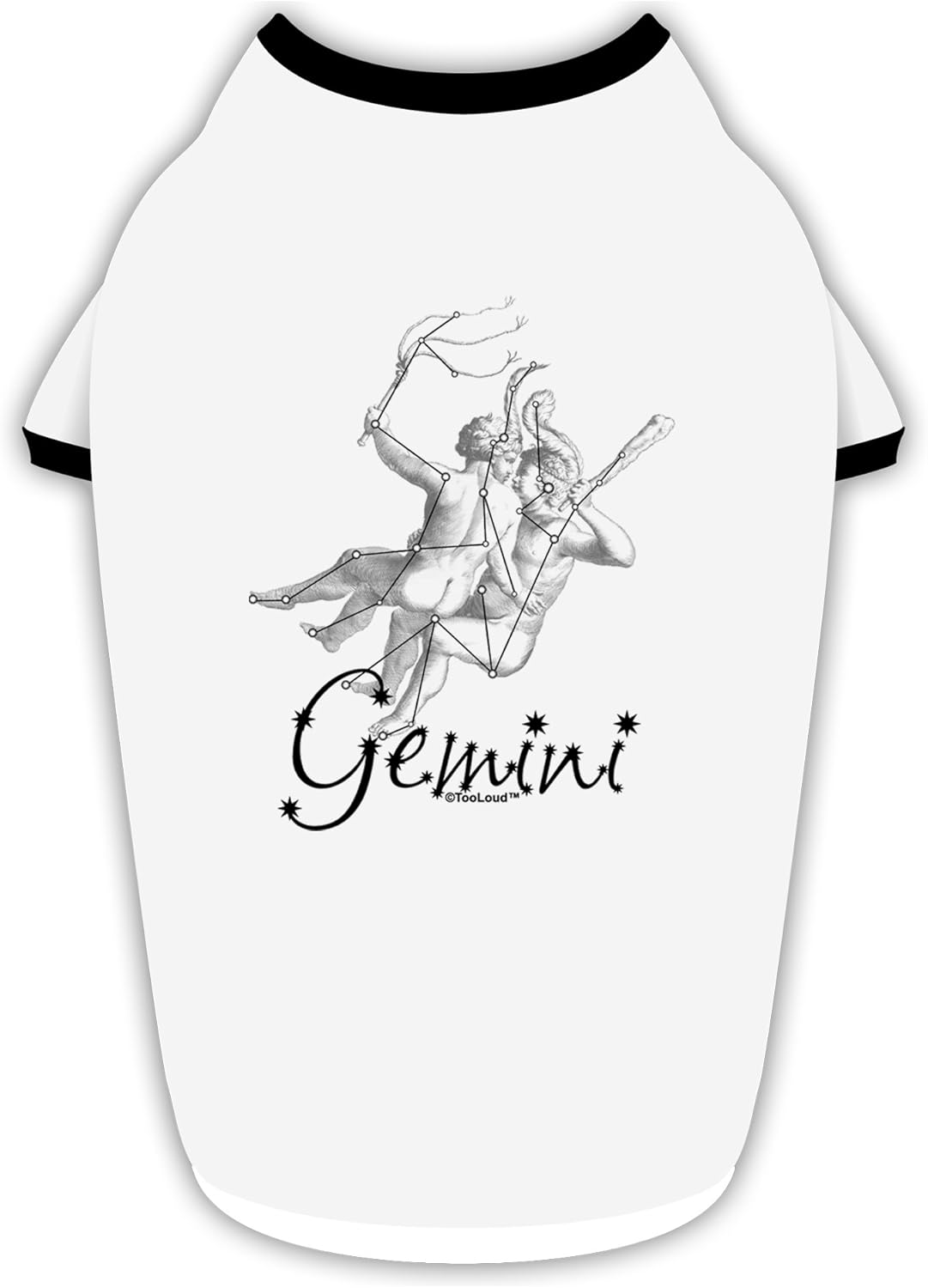 TOOLOUD Gemini Constellation Cotton Dog Shirt White with Black Medium
