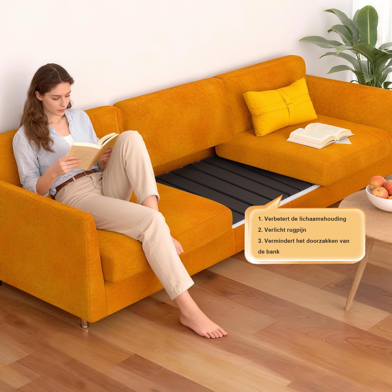Coussin de soutien pour canapé pour siège suspendu, 167,5 x 43 cm, pliable, avec surface Oxford, planches de support en bois pour la plupart des canapés 3 places, noir