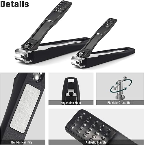 Miniatura 6 de FERYES Cortaúñas con atrapasueño, juego de 2 piezas, cortaúñas y cortaúñas de pies sin salpicaduras, cortadores de uñas de acero inoxidable, con