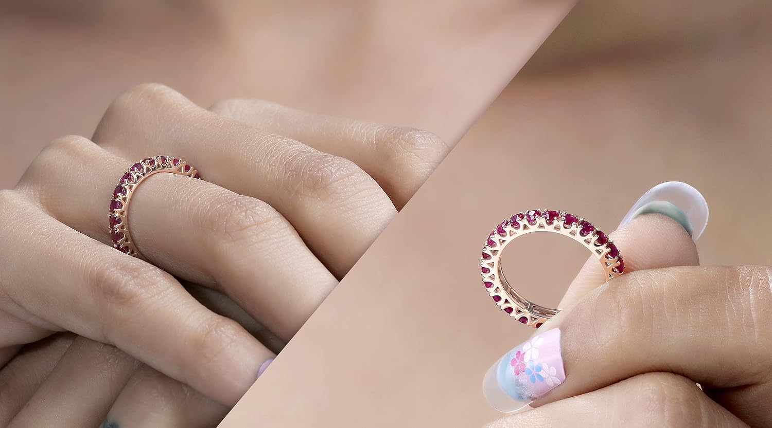 Dazzlingrock Collection Round Gemstone or Diamond Eternity Stackable Wedding Band for Women in Solid Gold