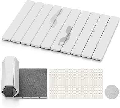 Dayacoco Foldable Stone Bath Mat, 23.2 x 15.3 in Non Slip Diatomaceous Earth Bath Mat, Stone Drying Mat for Bathroom, Kitchen, Easy to Clean White
