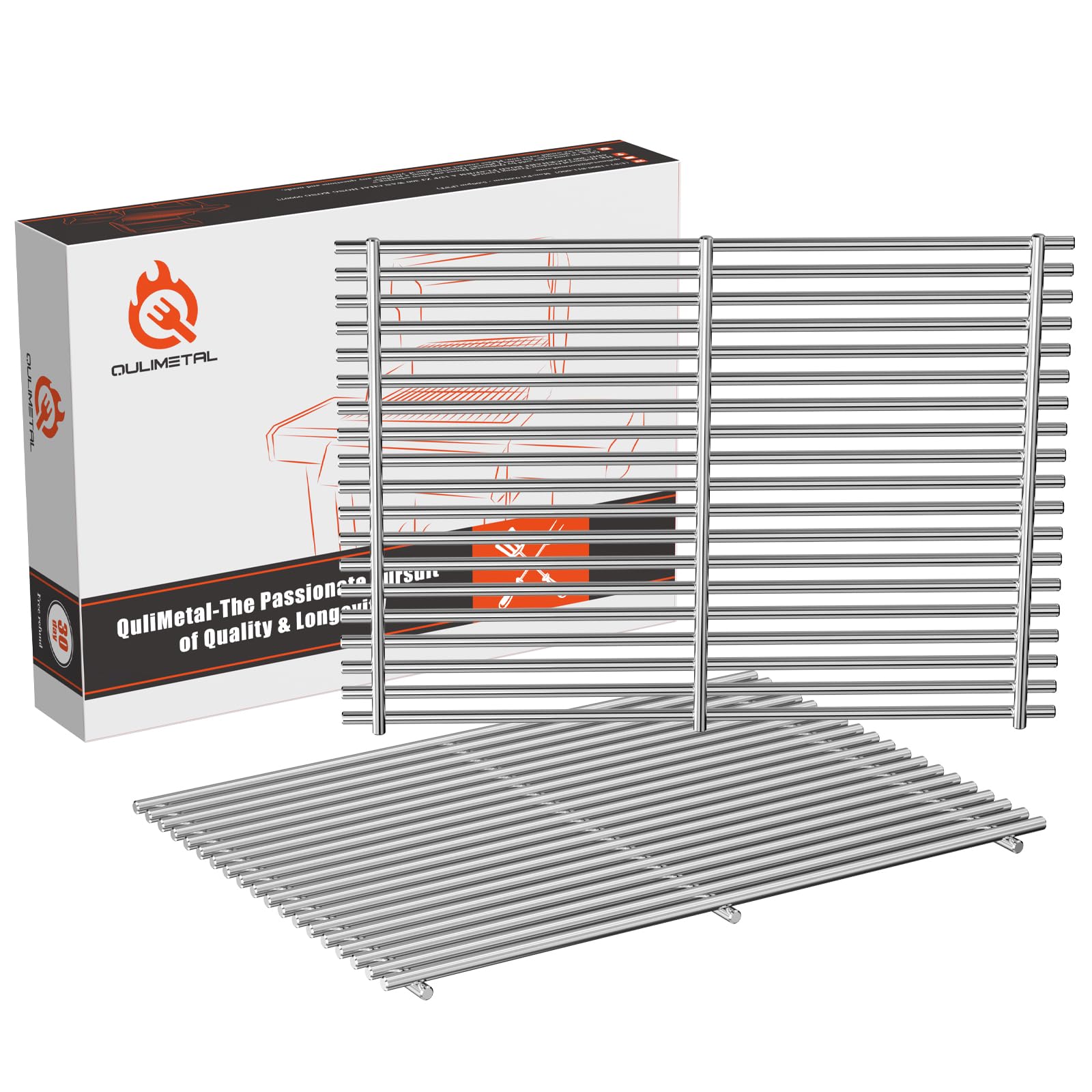 QuliMetal 47,6 x 33,7cm Edelstahl Grillroste 66095 für Weber Genesis II E-310, Genesis II LX E-340/S-340, Genesis II S-310, Genesis II 310/335, Genesis II EX315, Edelstahl-Grillroste Ersatz 2 Stück