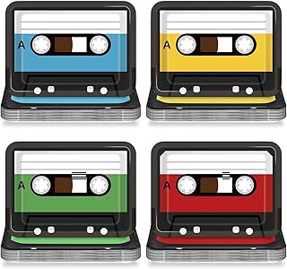 40PCS Cassette Tape Plates 70s 80s 90s Party Supplies 10 x 7 Inch Retro ...