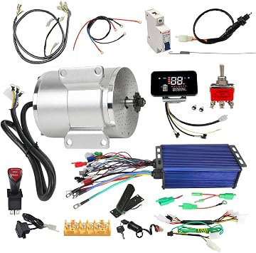 MY1020 Electric Brushless Motor 72V 3000W and 36-84v Speed Controller + Foot Brake Pedal + Switch for Go Kart E-Scooter E-Bike Golf Cart Dirt Bike