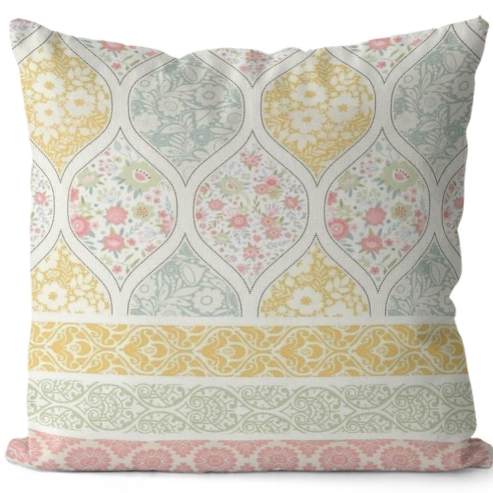 Cushion Covers 40cm x 40cm Pink And Yellow Pillowcase Invisible Zipper
