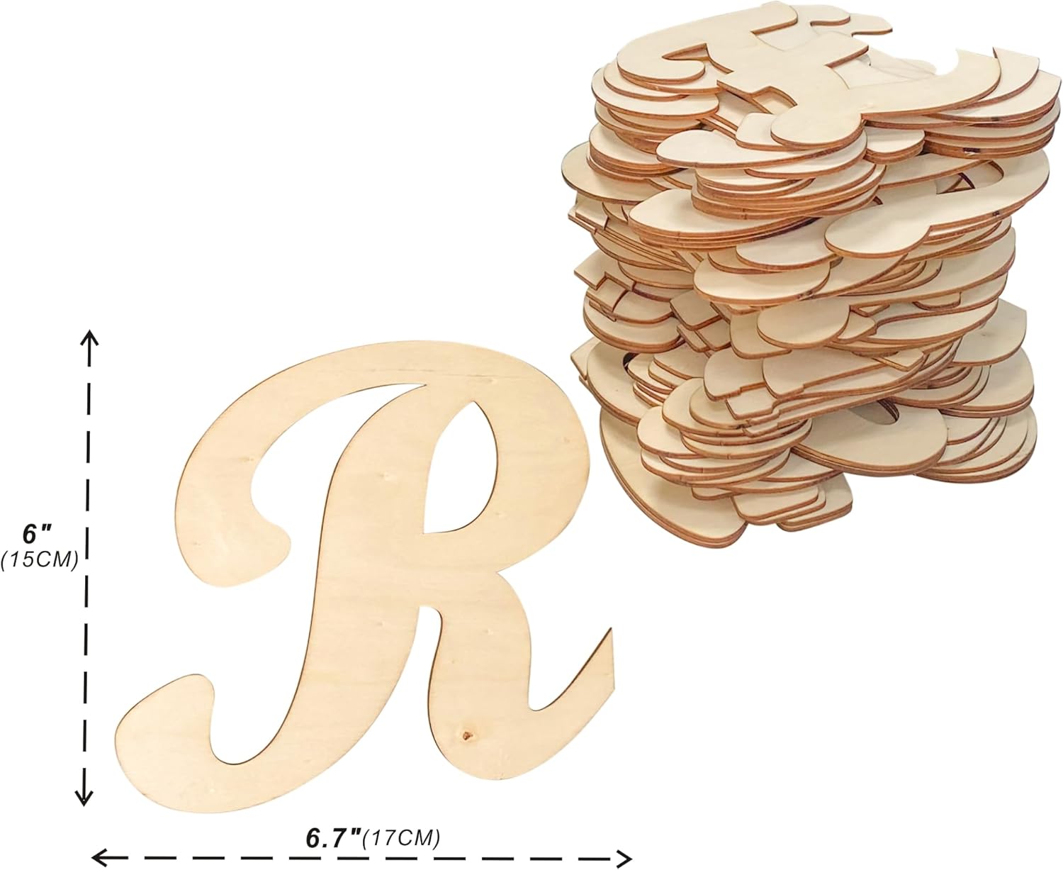 6 Inch 86 Pieces Wooden Letters Unfinished Thin Wood Alpabets A-Z for Crafts,Cursive Uppercase