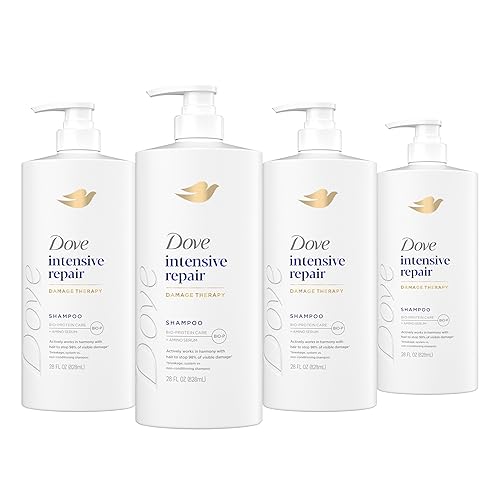 Dove Shampoo 4 Pack Intensive Repair for Damaged Hair with Bio-Protein Care Technology and Amino Serum 28 Fl Oz