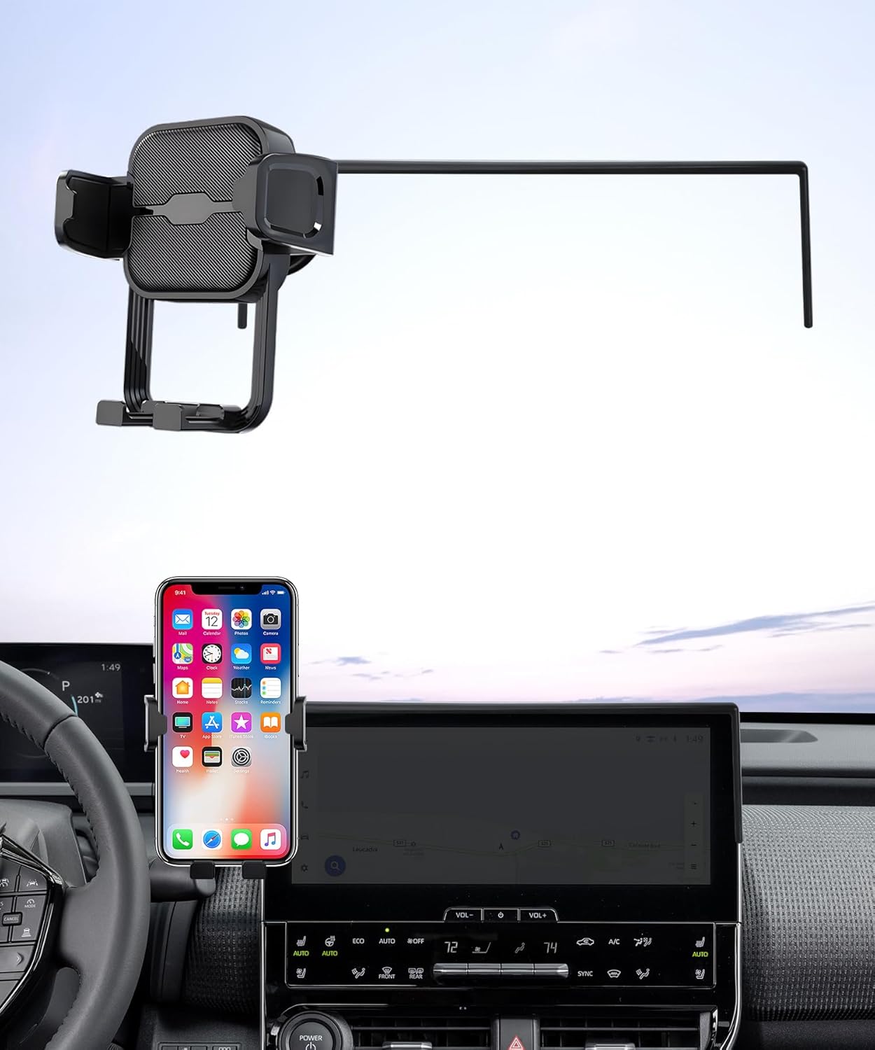 Car Phone Holder for 2023-2026 Toyota BZ4X/2023-2026 Subaru Solterra, 360° Rotation, 8/12.3 inch Screen Fixed Clip, Auto Accessories Navigation Bracket