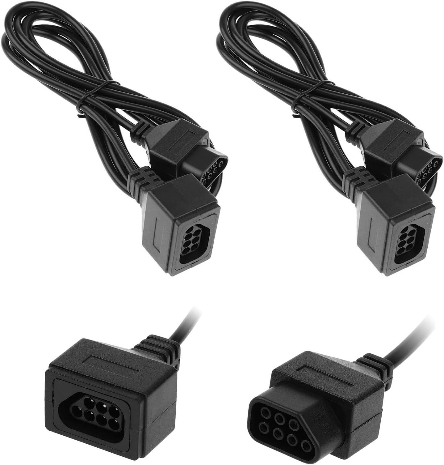 2 Pack 6FT Replacement Extension Cable for Nintendo NES Controller – 7 Pin Extension Cord for NES Joystick Handles, Durable Controller Cable