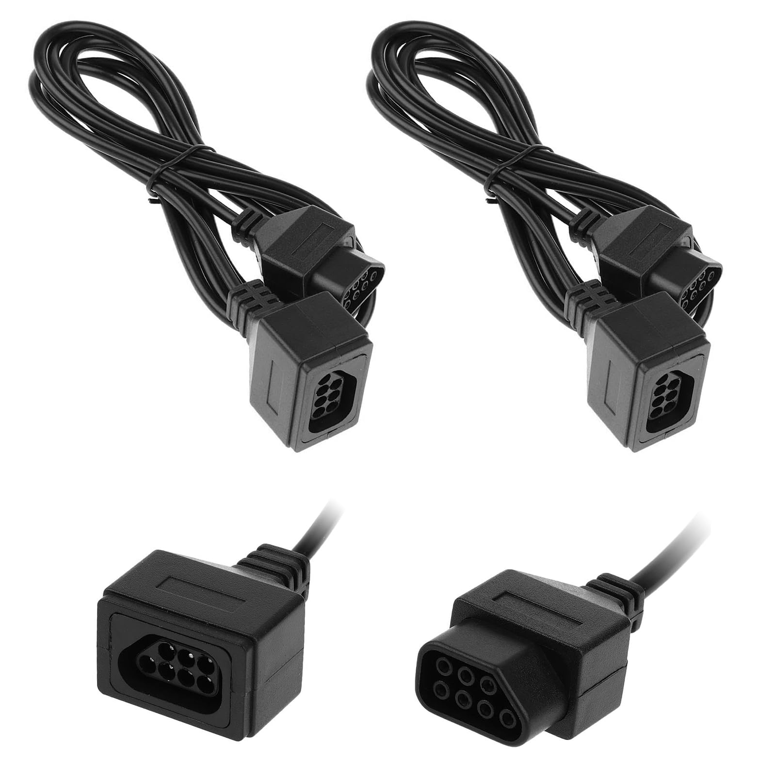 2 Pack 6FT Replacement Extension Cable for Nintendo NES Controller – 7 Pin Extension Cord for NES Joystick Handles, Durable Controller Cable