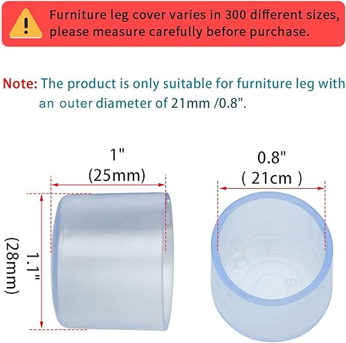Miniatura 2 de uxcell 7/8 "0.827 in redonda patas de silla tapas tapas almohadillas protectores de piso de madera muebles muebles taburetes cubiertas 4 unids