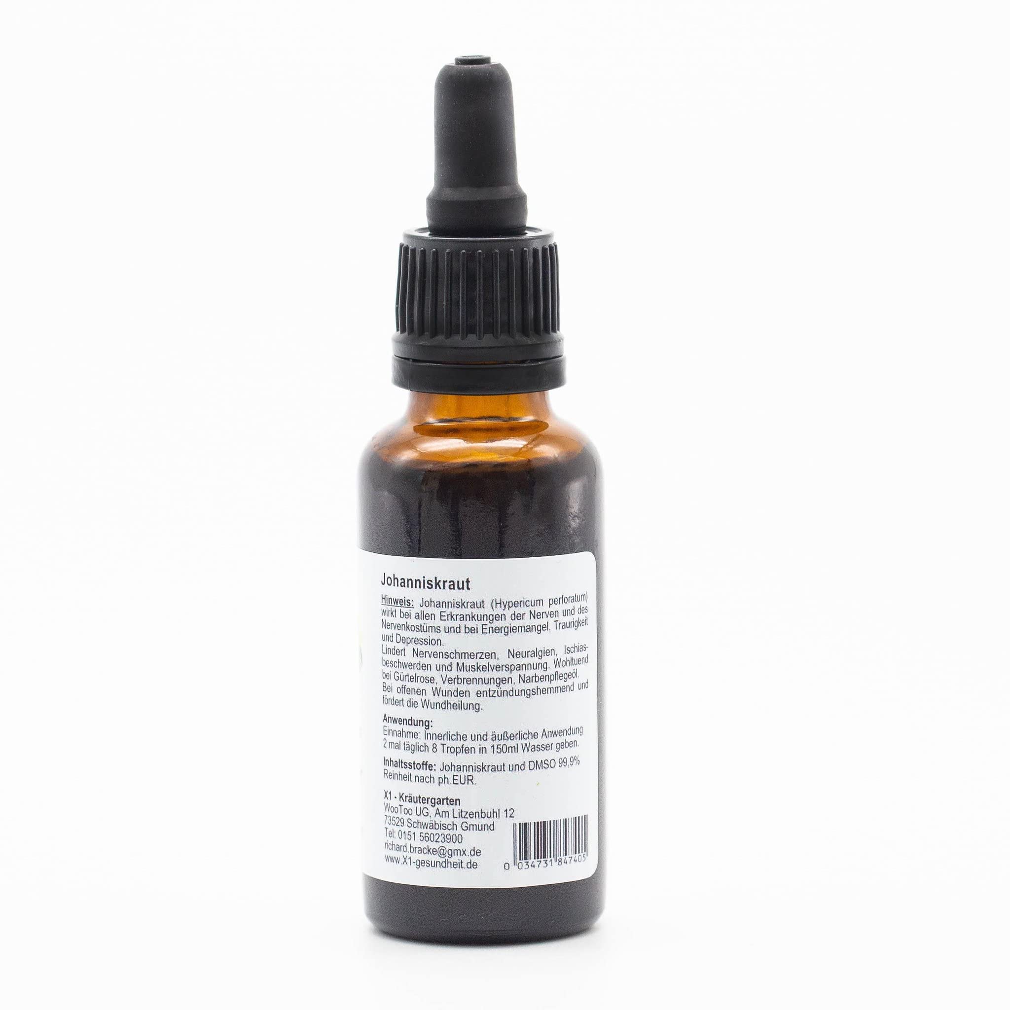 X1 - JOHANNISKRAUT DMSO-KRÄUTEREXTRAKT - Hypericum peroratum - Verstärkte Wirkung 30 ml in Braunglasflasche