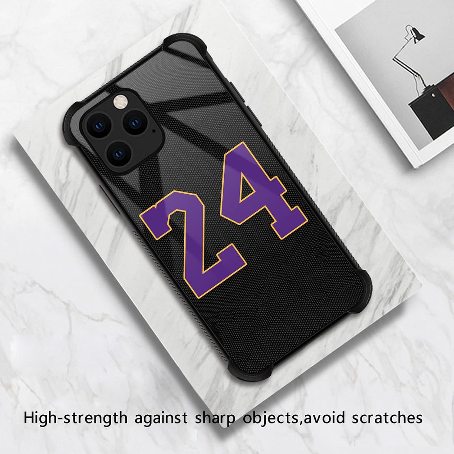 Compatible with iPhone 13 Pro Case,Black 24 Jersey Purple Yellow Amazing Pattern Design Shockproof Anti-Scratch Hard PC Back Case for iPhone 13 Pro image 2