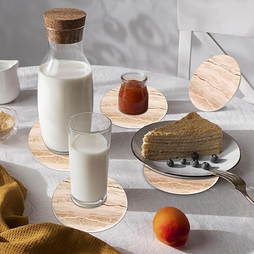 Vista 16 de Acejoz Posavasos con soporte, juego de 6, diseño de terrazo, cerámica, redondo, 4 pulgadas Patrón de terrazo