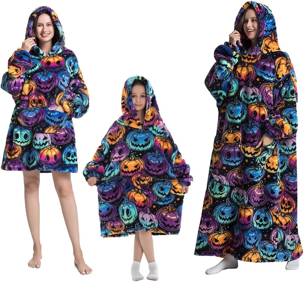 Wearable Blanket Hoodie, Oversized Sherpa Hooded Blanket Sweatshirt with Pocket, Super Warm and Cozy Hoodie Blanket